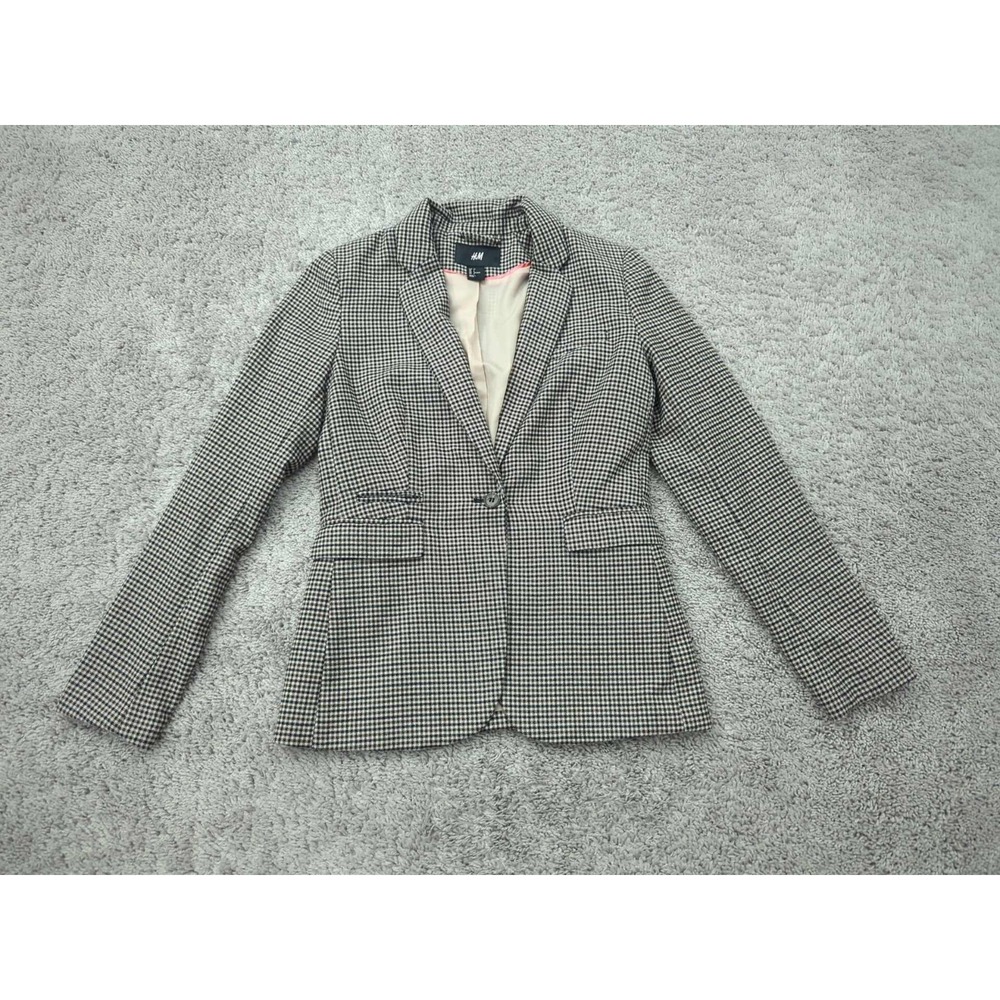 H&M Blazer Womens 6 One Button Front Pockets Office Casual